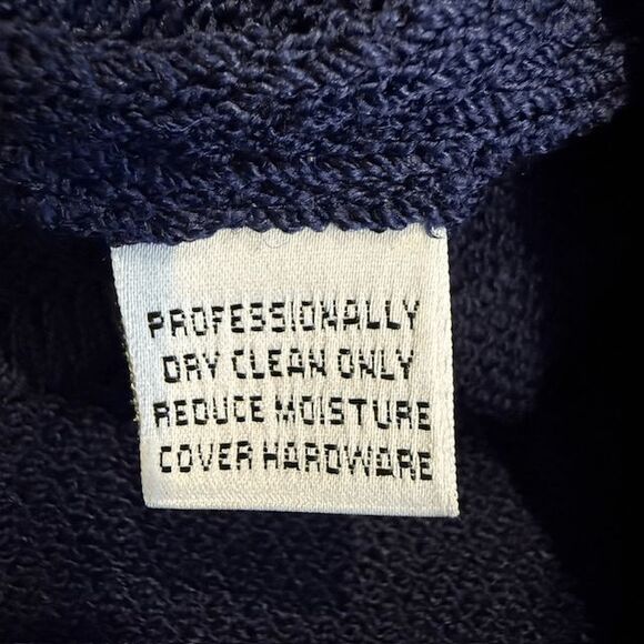 St. John Santana Knit Wool Navy Blue Blazer Jacket Gold Tone Buttons Oversized 2 - Picture 6 of 11